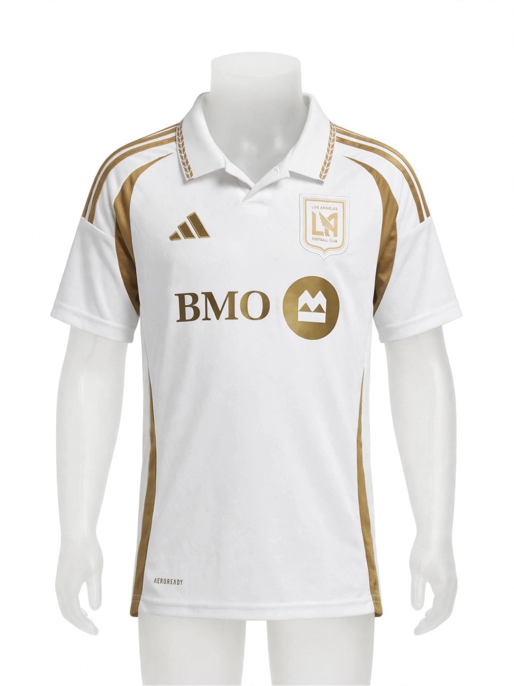 LAFC 25/26 Away Jersey Youth XL 15-16Y White Gold BMO Shoulder to Shoulder